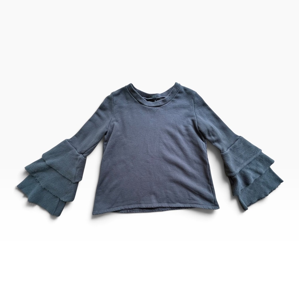 Design Lab Lord Gray Ruffle Bell Sleeve Cotton Sweatshirt Size Small Fairy Boho